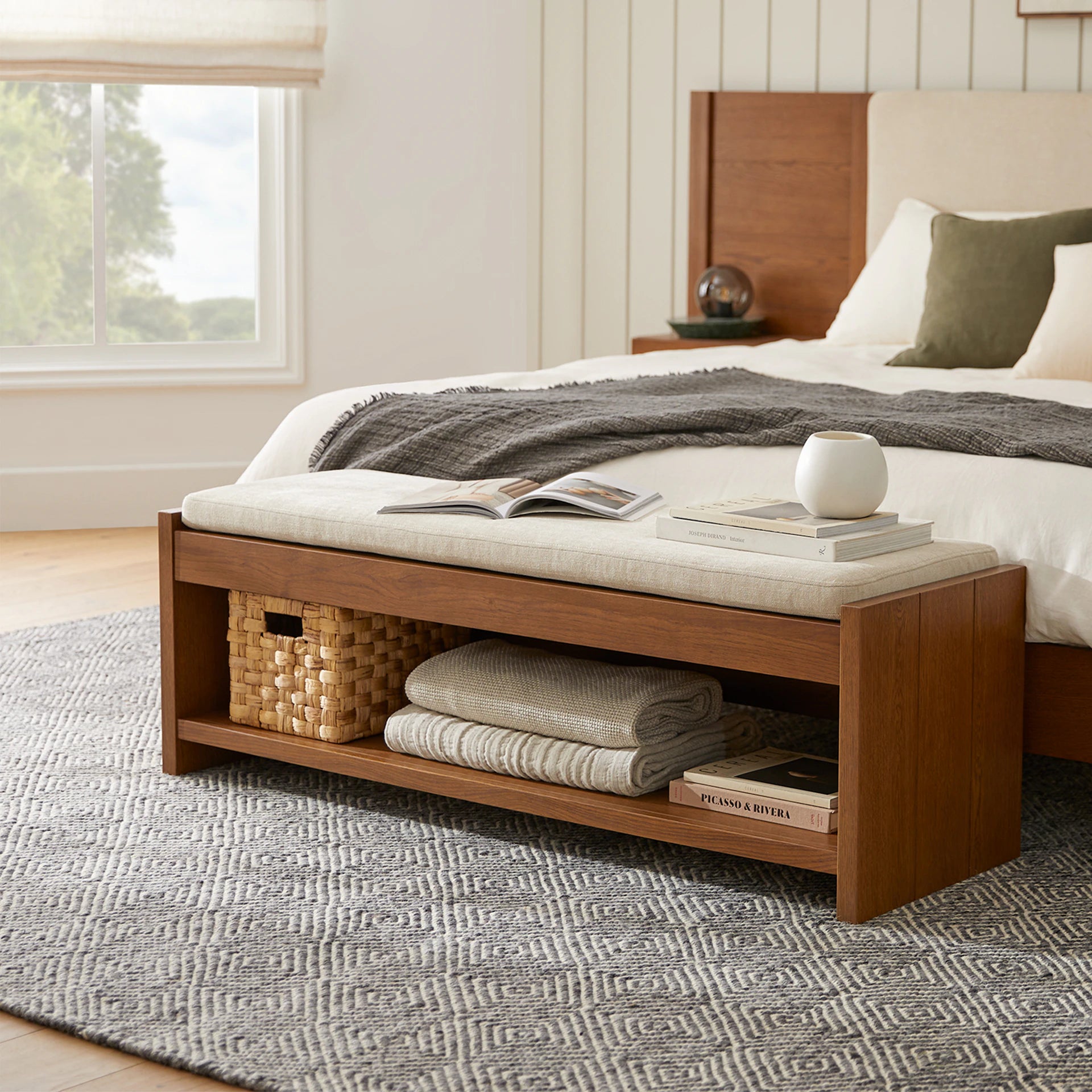Cassie 56" Fabric Bench
