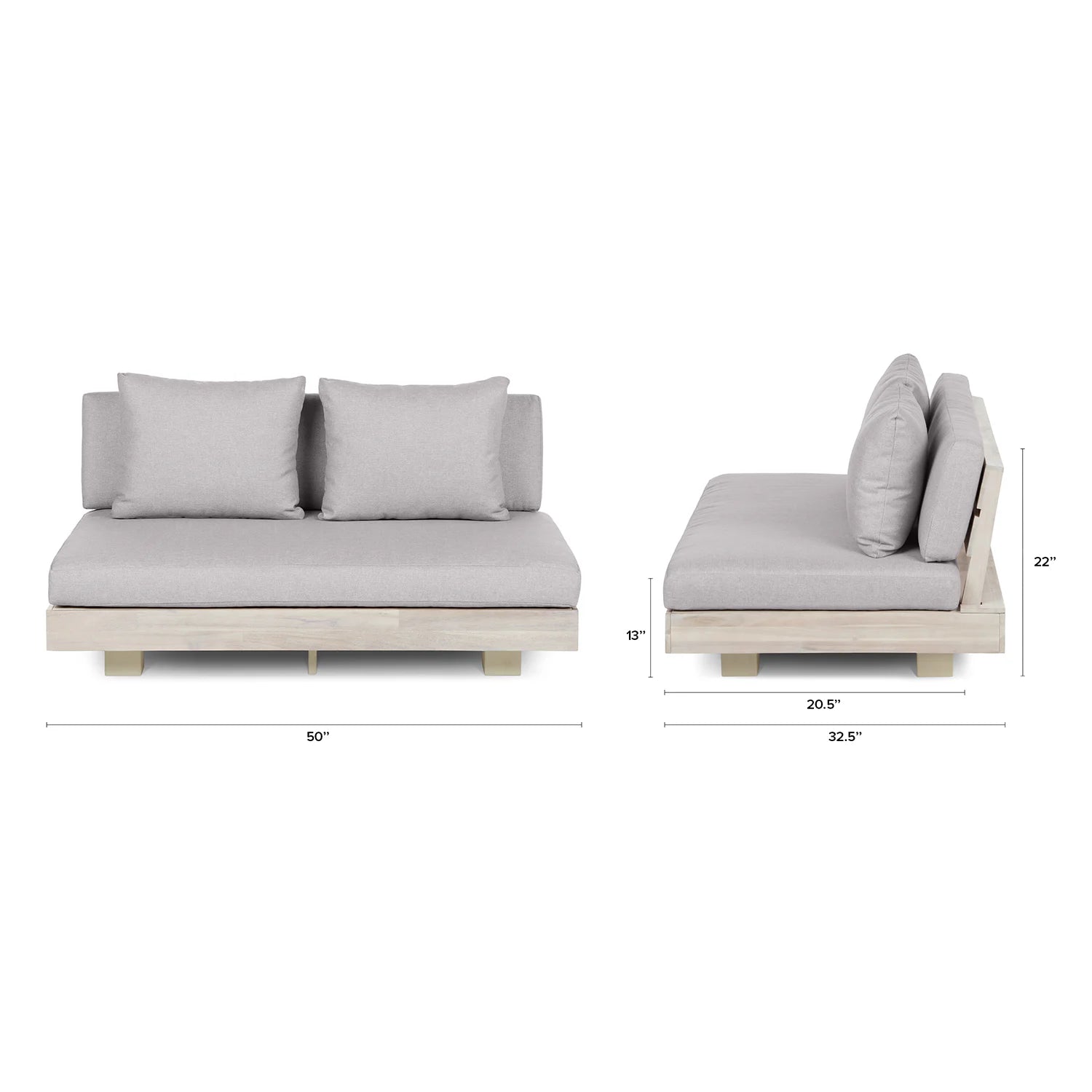 Lubek 50" Outdoor Low Loveseat