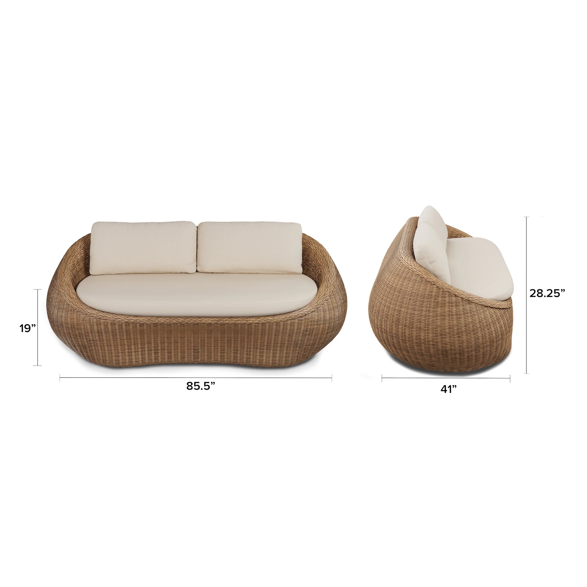 Avila 85.5" Outdoor Sofa - Dravite Ivory