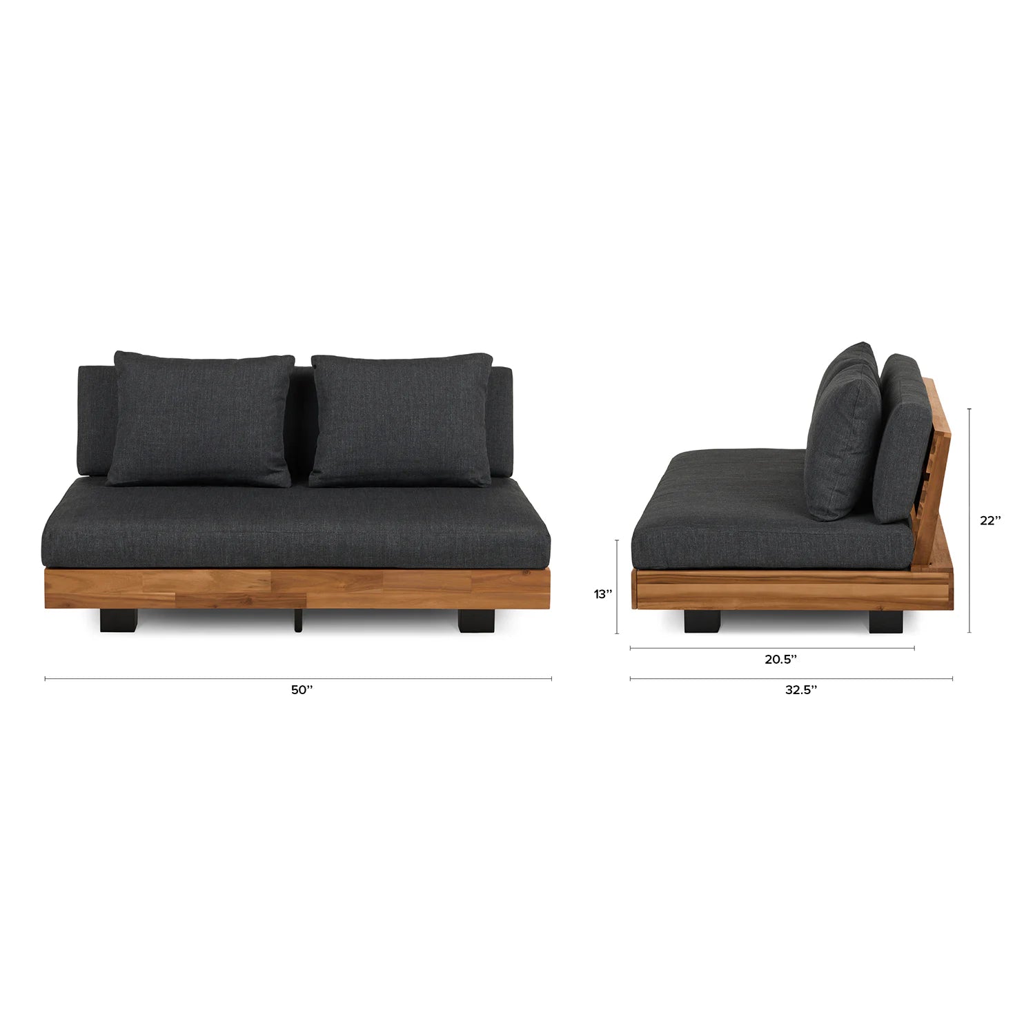 Lubek 50" Outdoor Low Loveseat