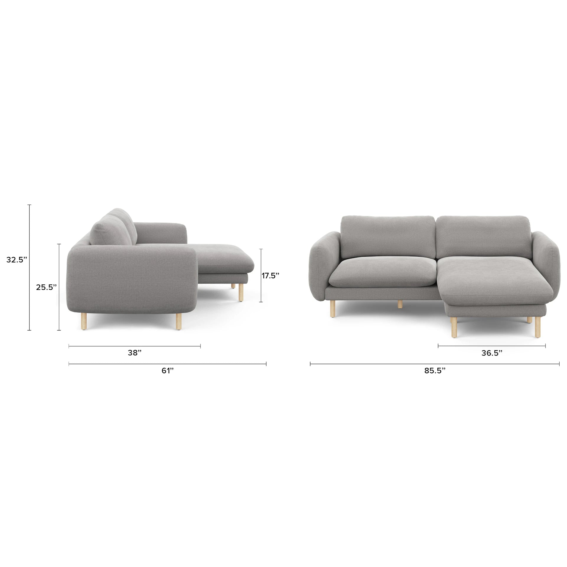 Sanders 85.5" Reversible Sectional - Hestia Gray