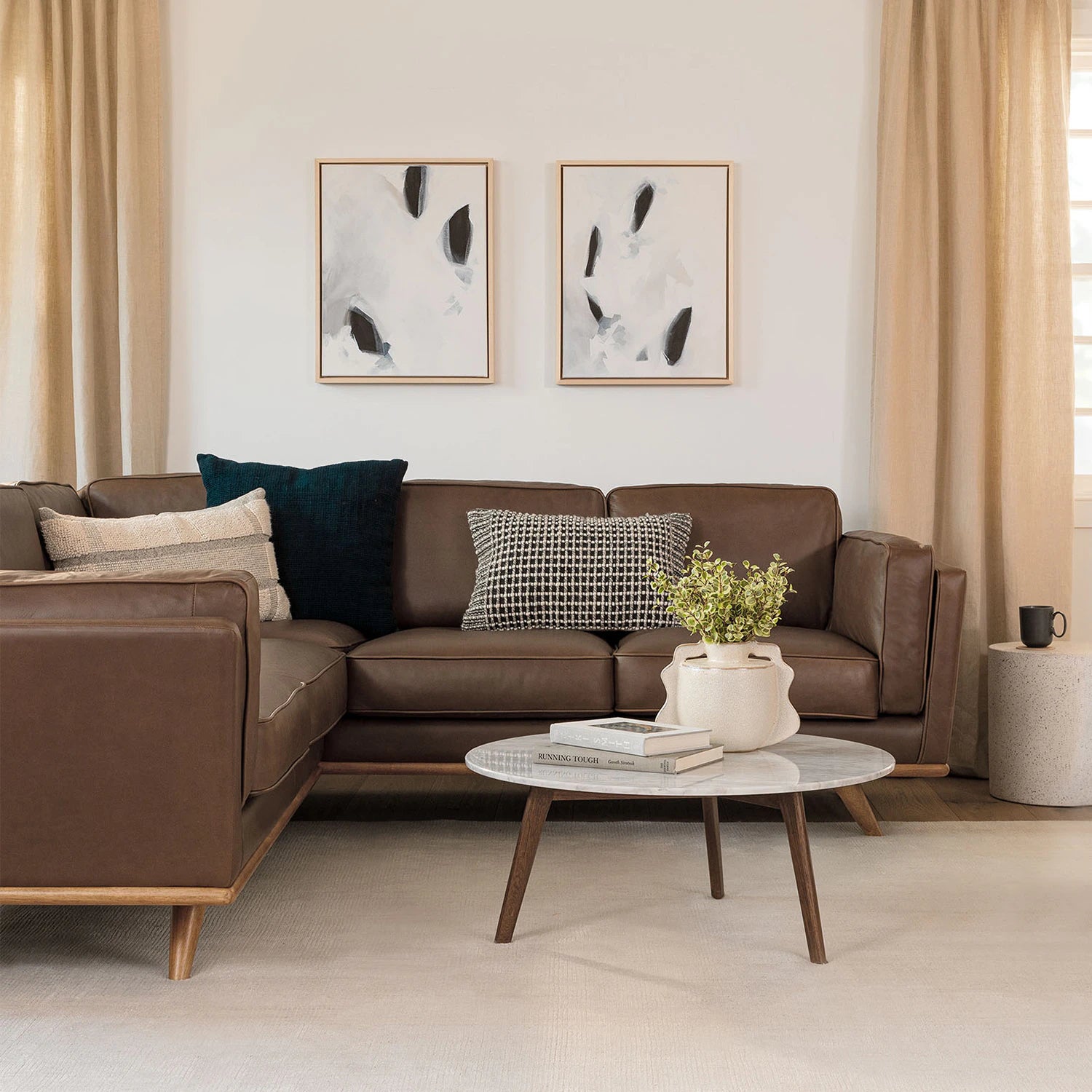 Timber 93" Leather Corner Sectional