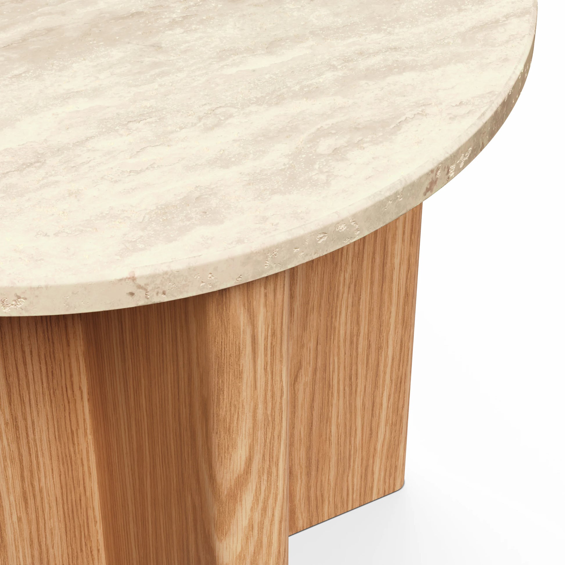 Sporo Travertine Side Table - Natural Oak