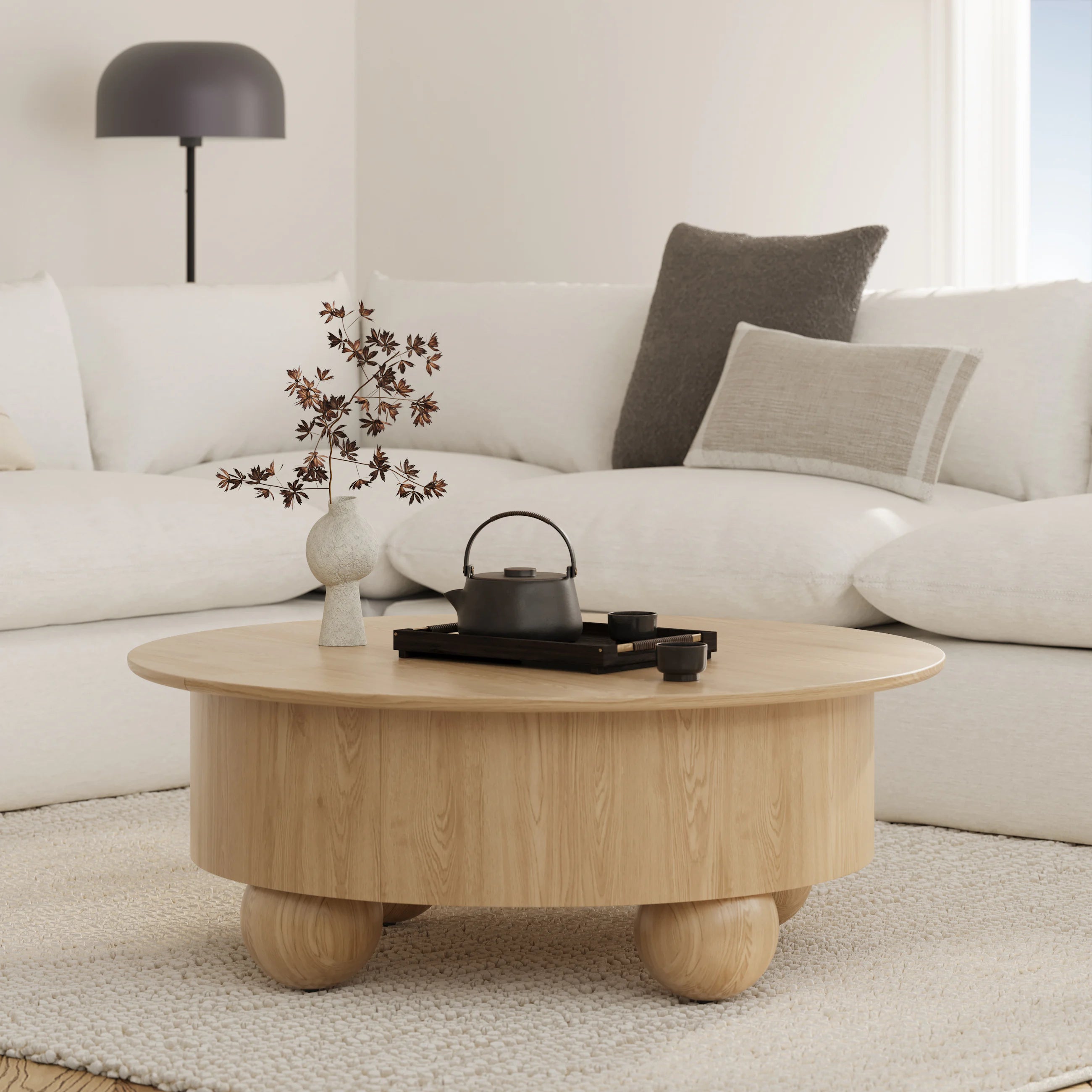 Sigrid 42.5" Storage Coffee Table - Smoked Oak