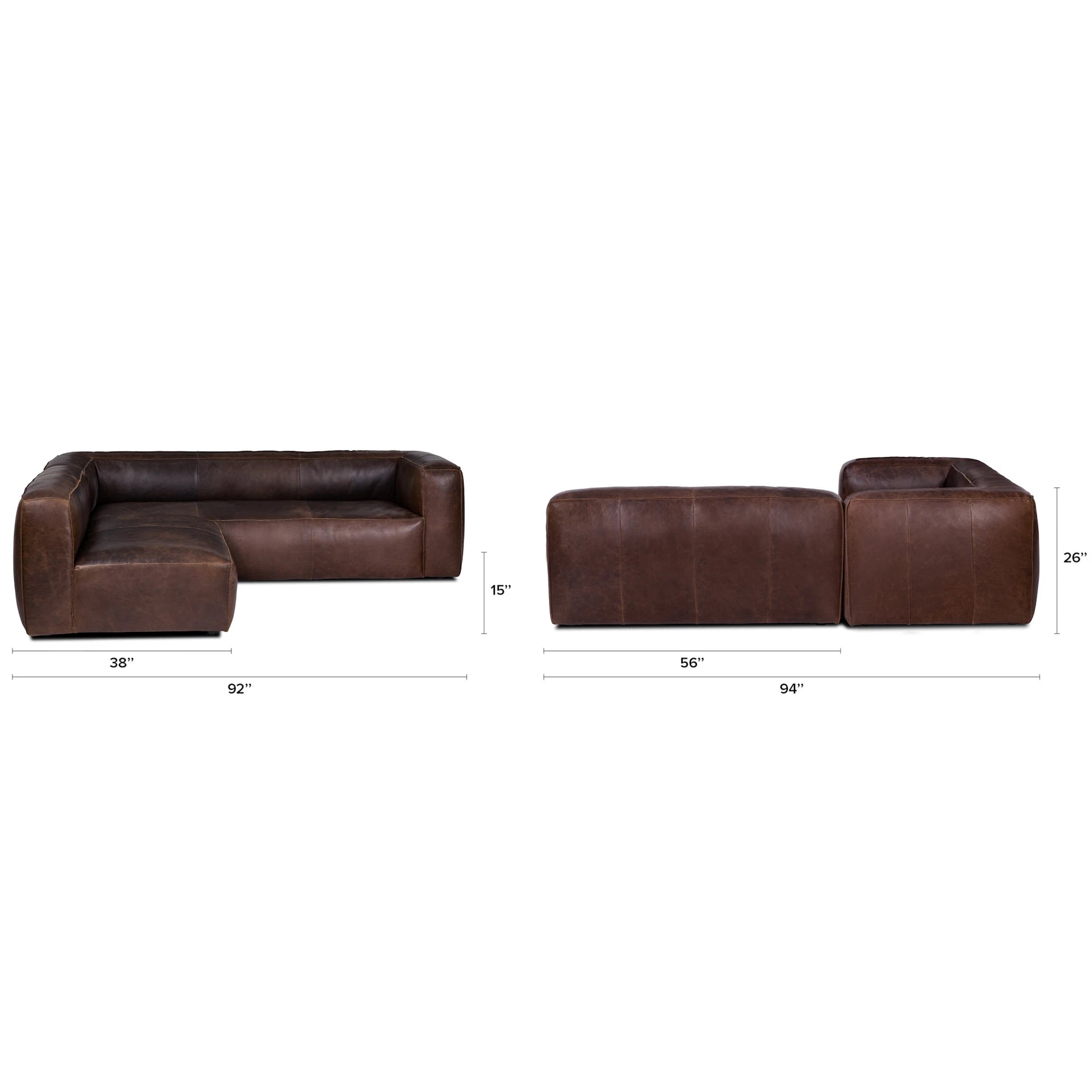 Cigar 94.5" Leather Reversible Sectional