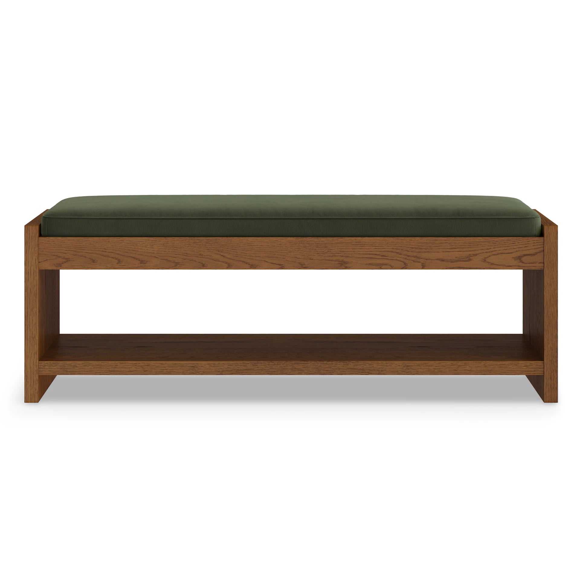 Cassie 56" Velvet Bench - Smoked Oak and Hale Fir Green