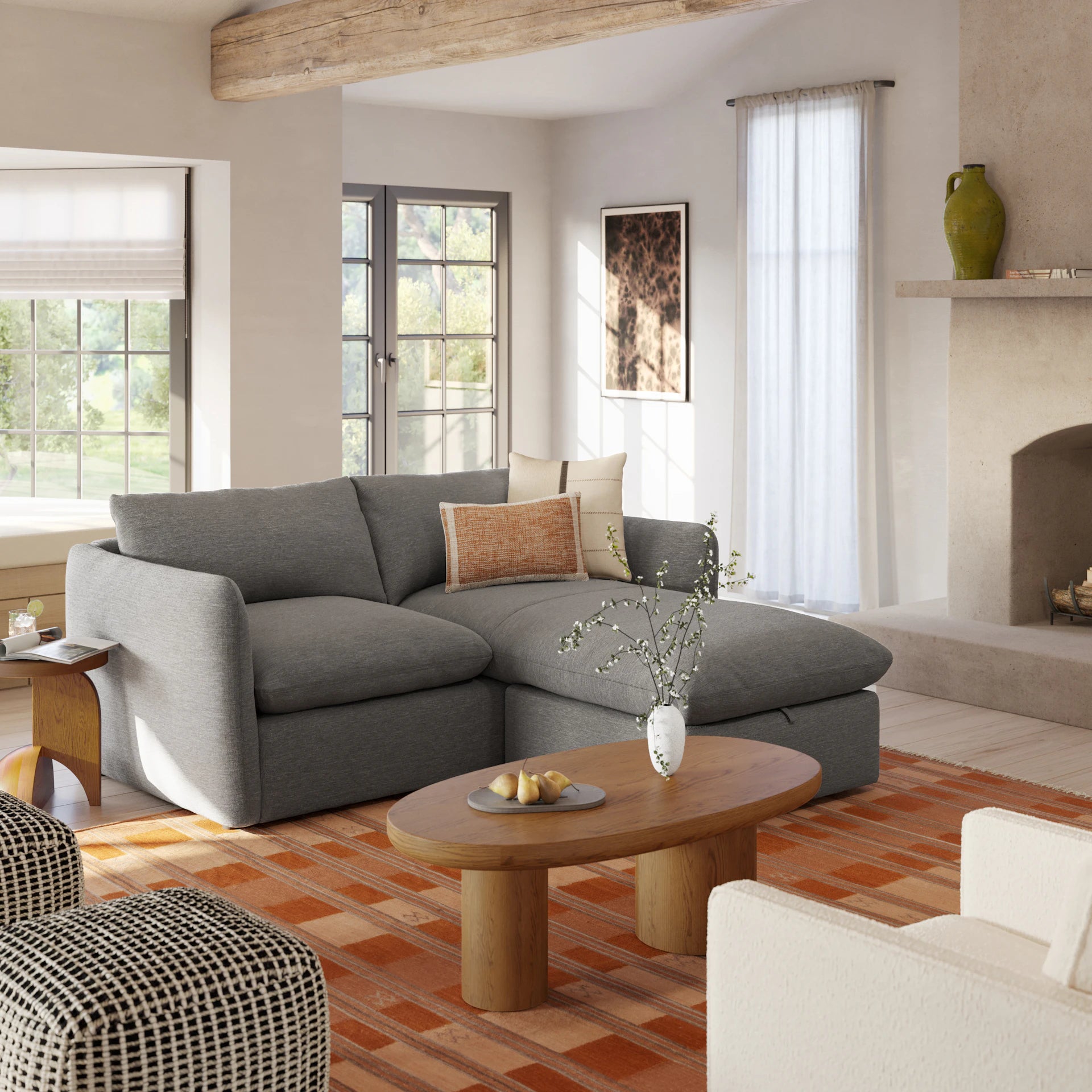 Leigh Fabric Reversible Storage Sectional