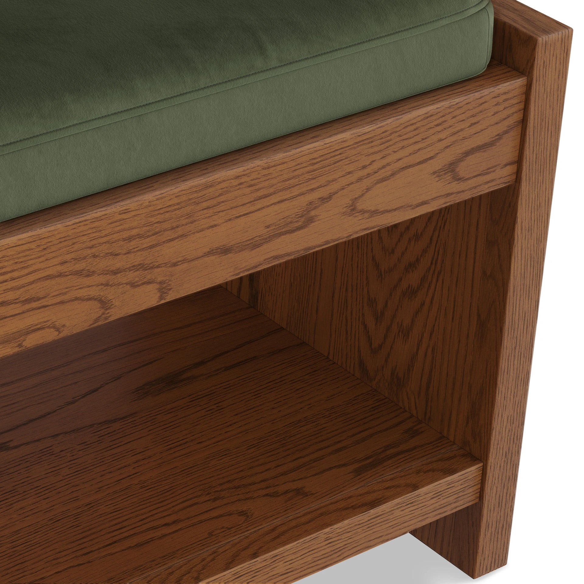 Cassie 56" Velvet Bench - Smoked Oak and Hale Fir Green