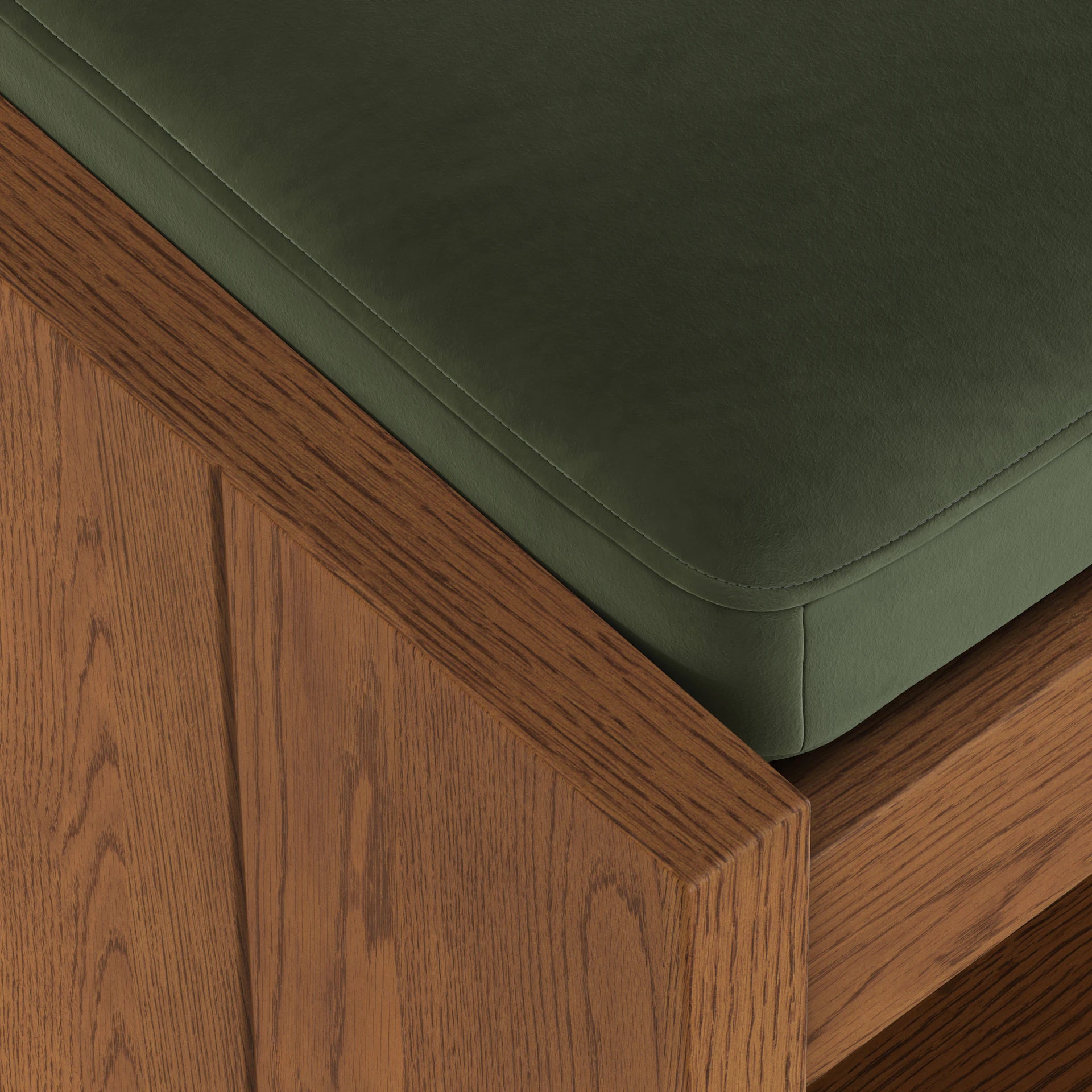 Cassie 56" Velvet Bench - Smoked Oak and Hale Fir Green