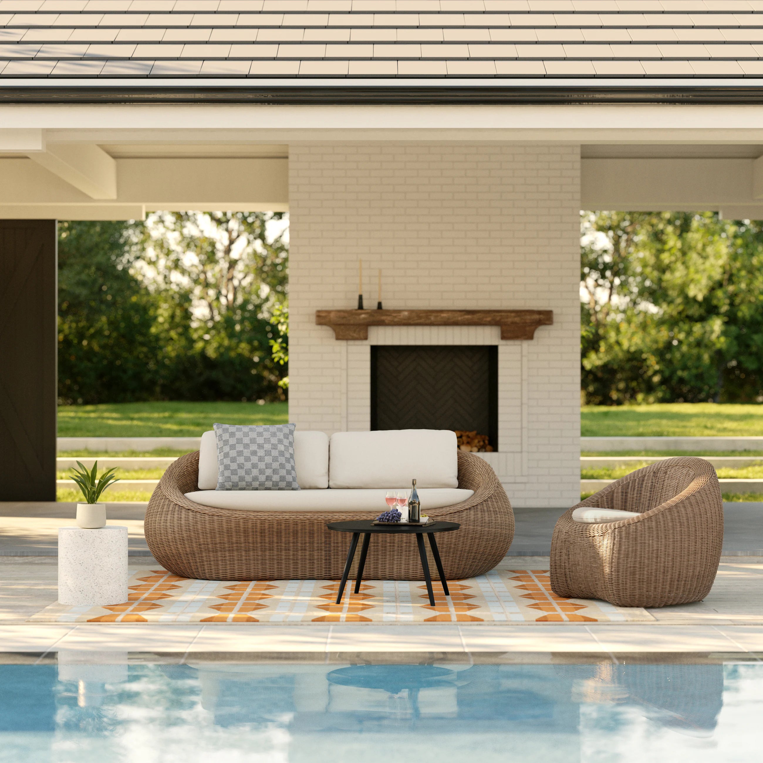 Avila 85.5" Outdoor Sofa - Dravite Ivory