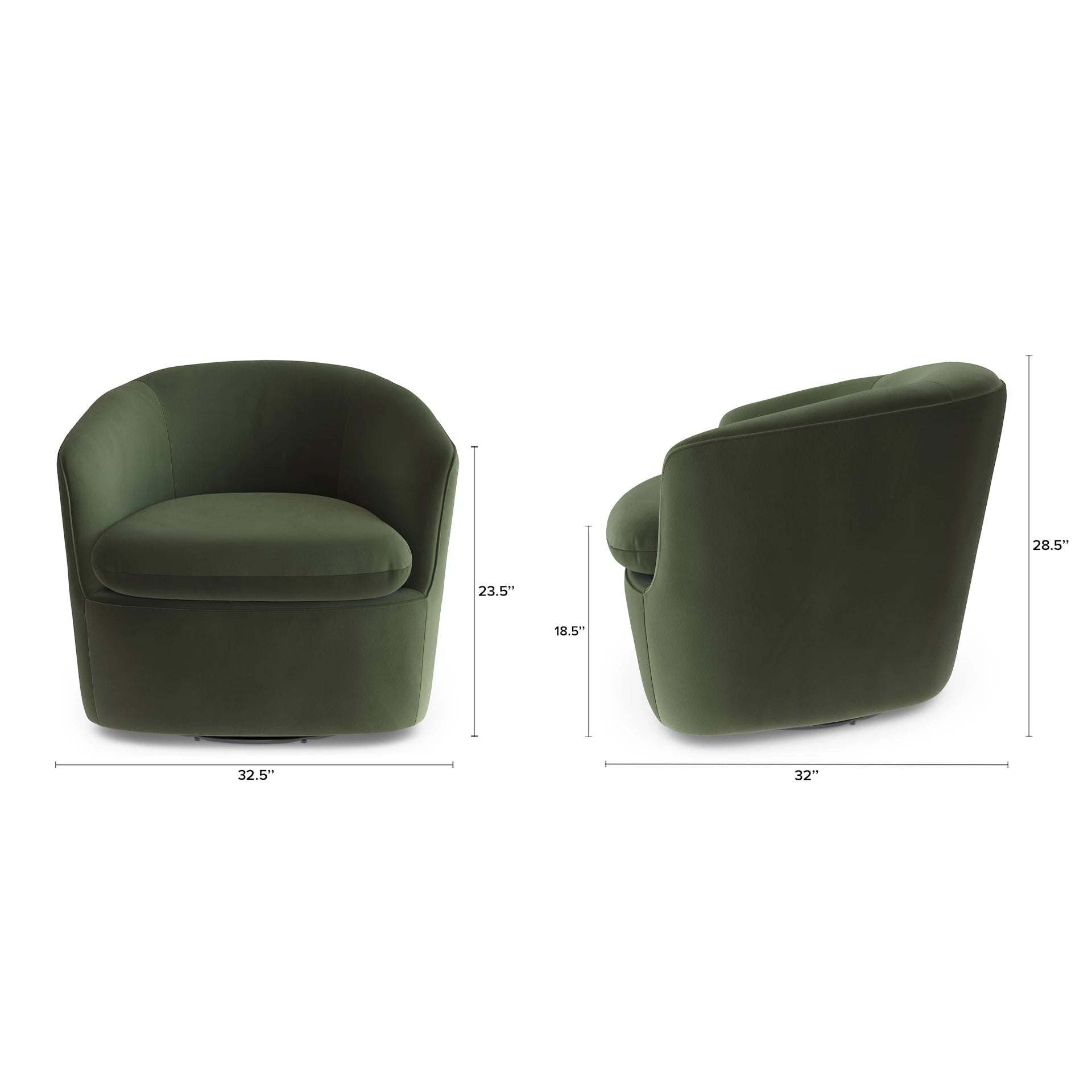 Turoy 32.5" Velvet Swivel Lounge Chair