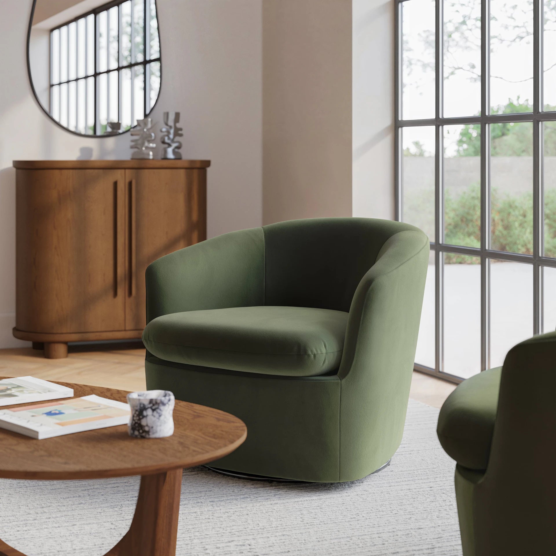 Turoy 32.5" Velvet Swivel Lounge Chair