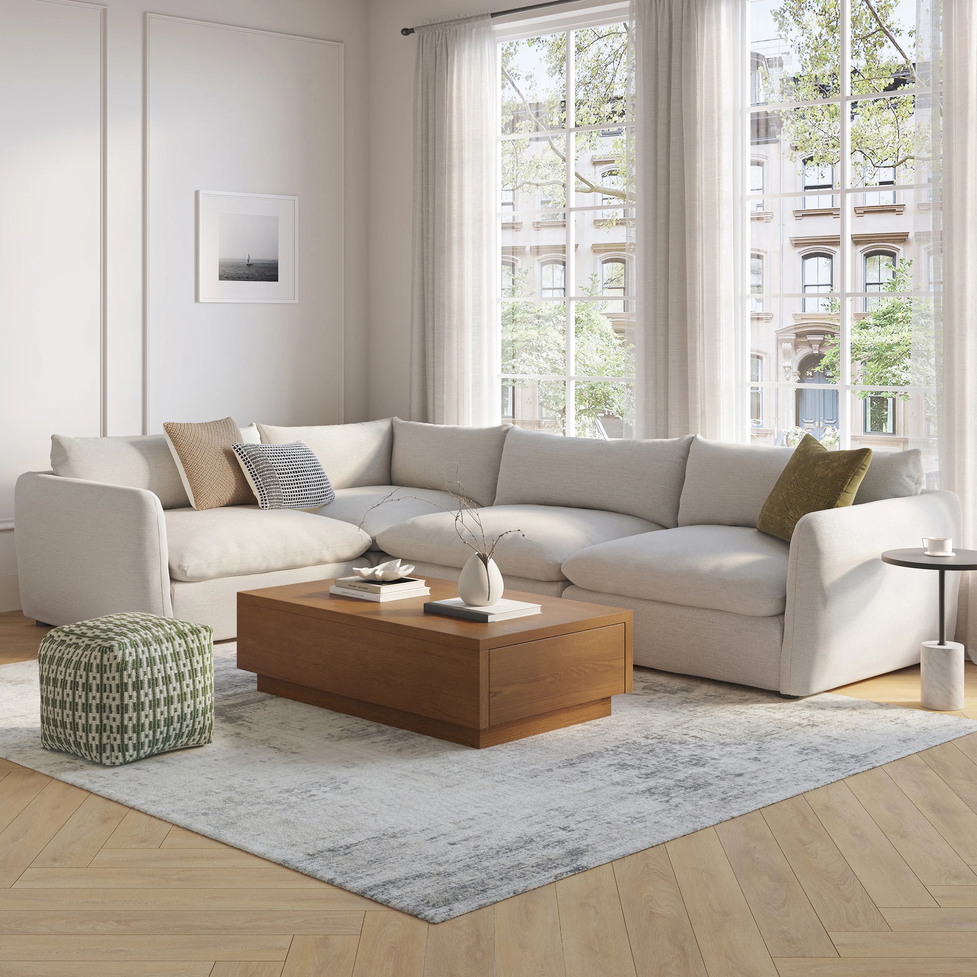 Leif 47" Storage Coffee Table - White Oak