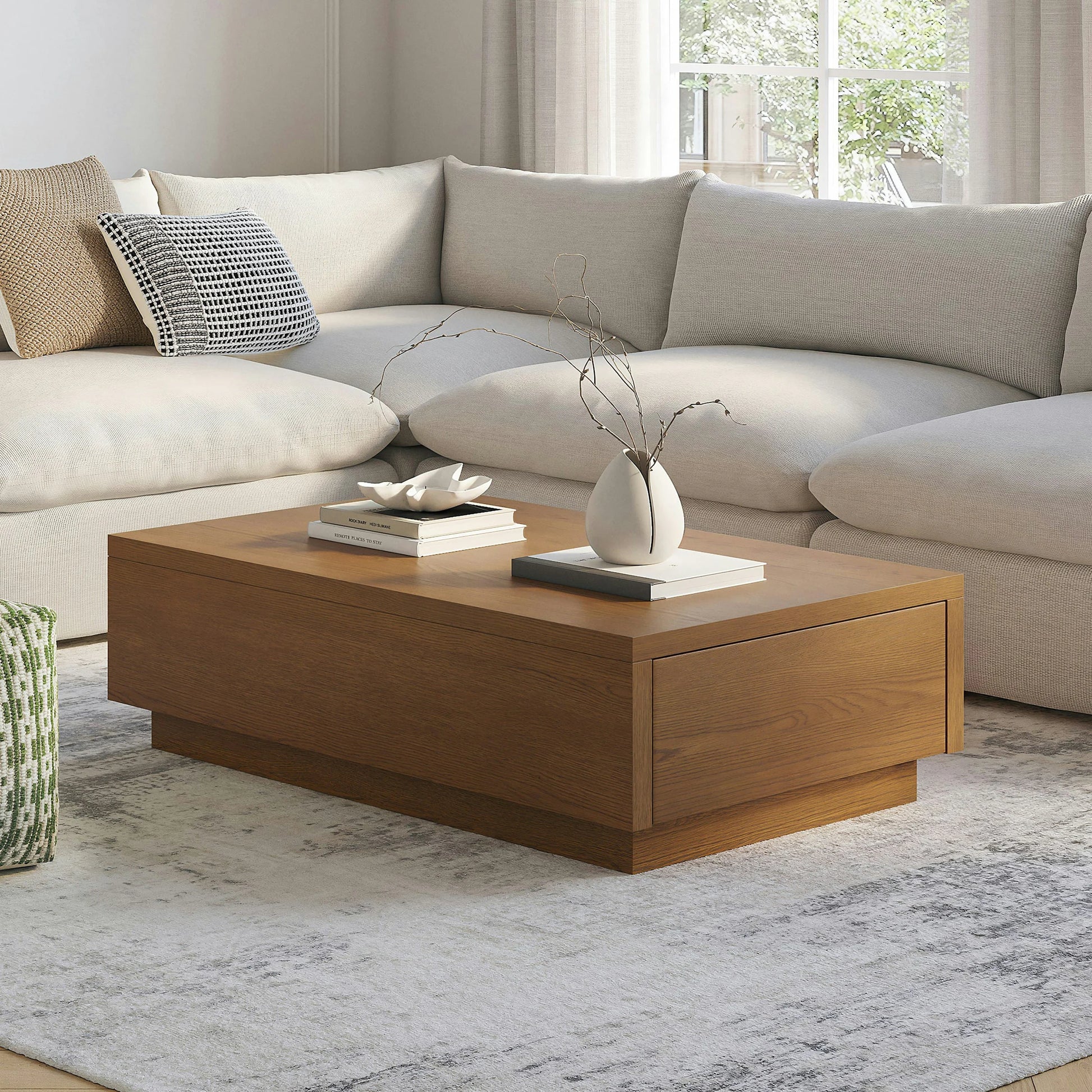Leif 47" Storage Coffee Table - White Oak