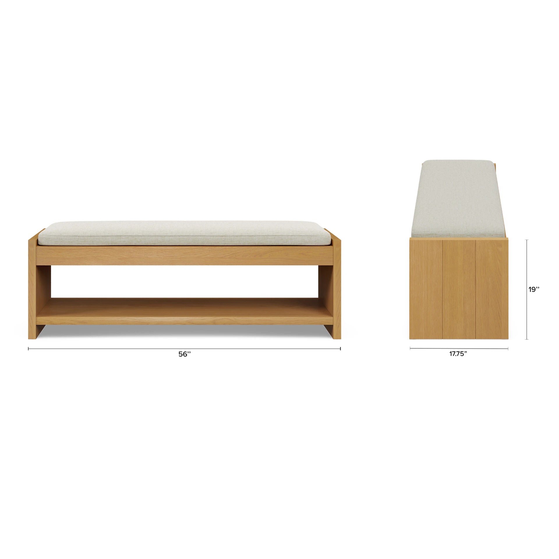 Cassie 56" Fabric Bench