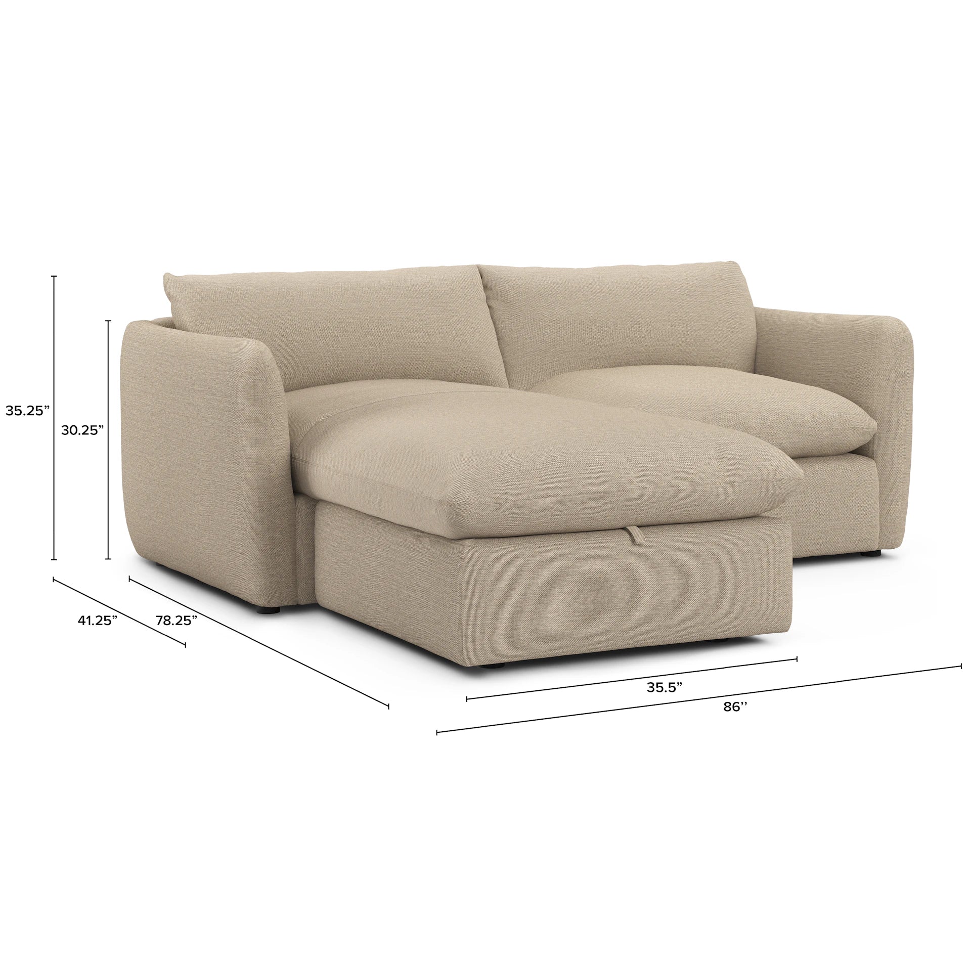 Leigh Fabric Reversible Storage Sectional