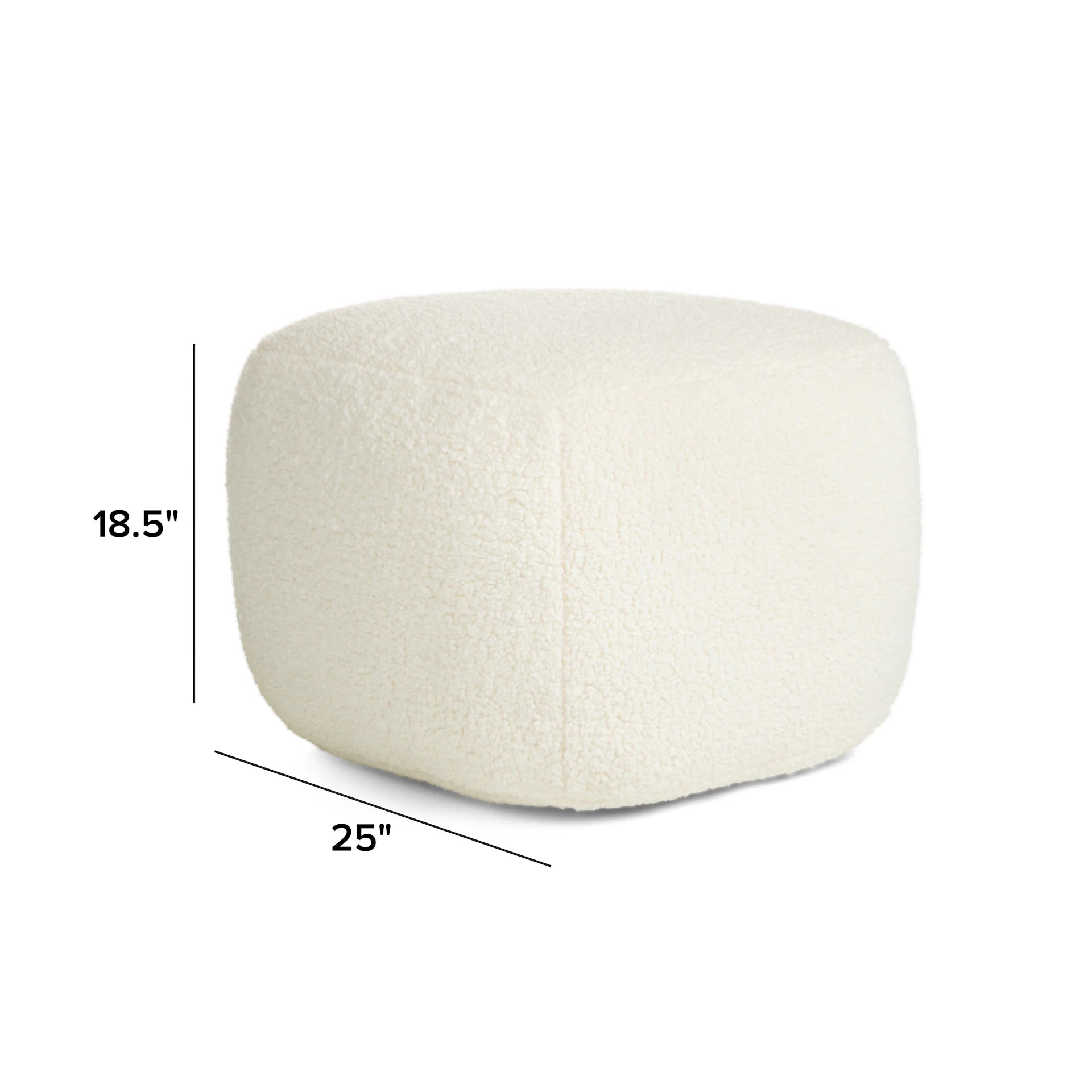 Petter 25" Pouf - Short Shearling White
