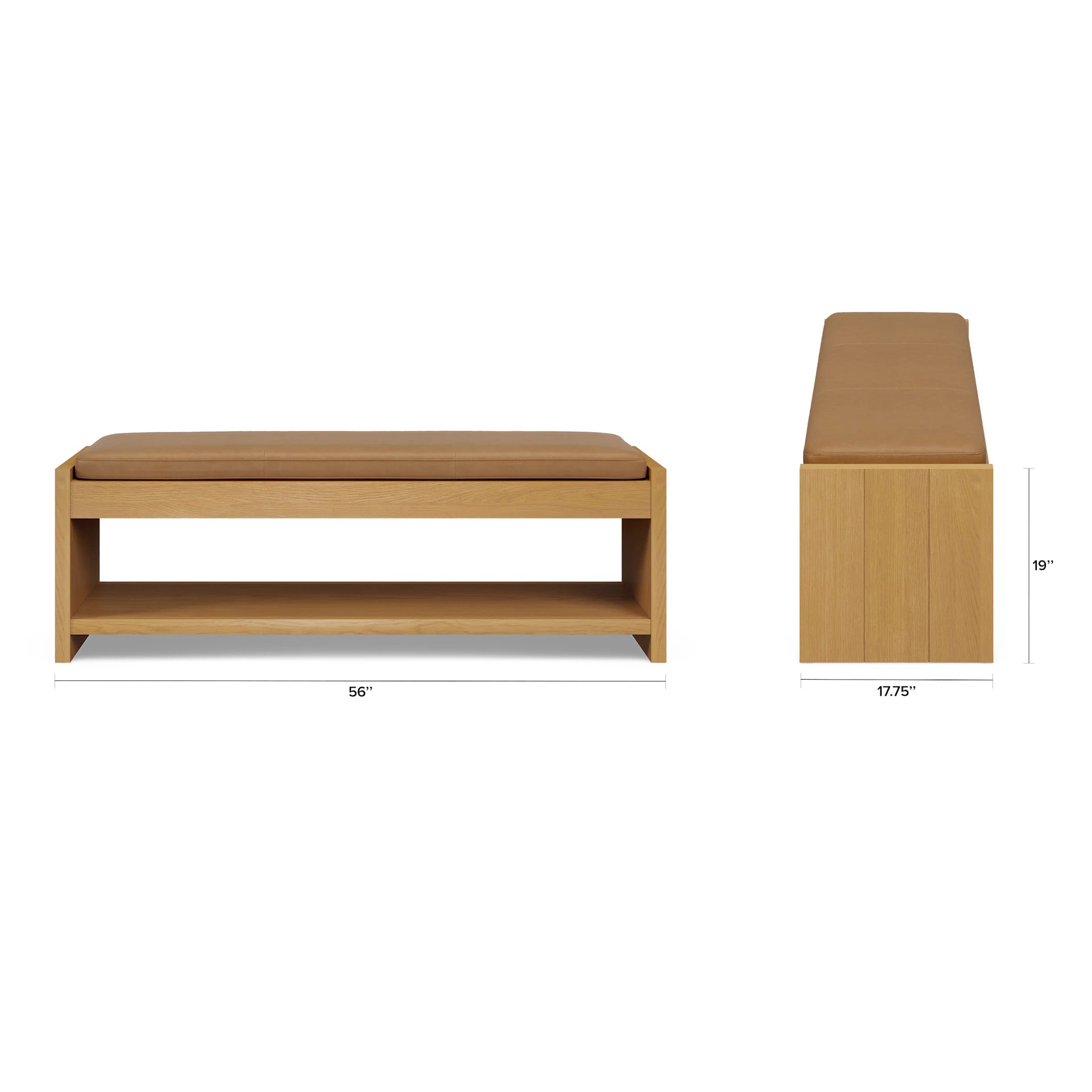 Cassie 56" Leather Bench