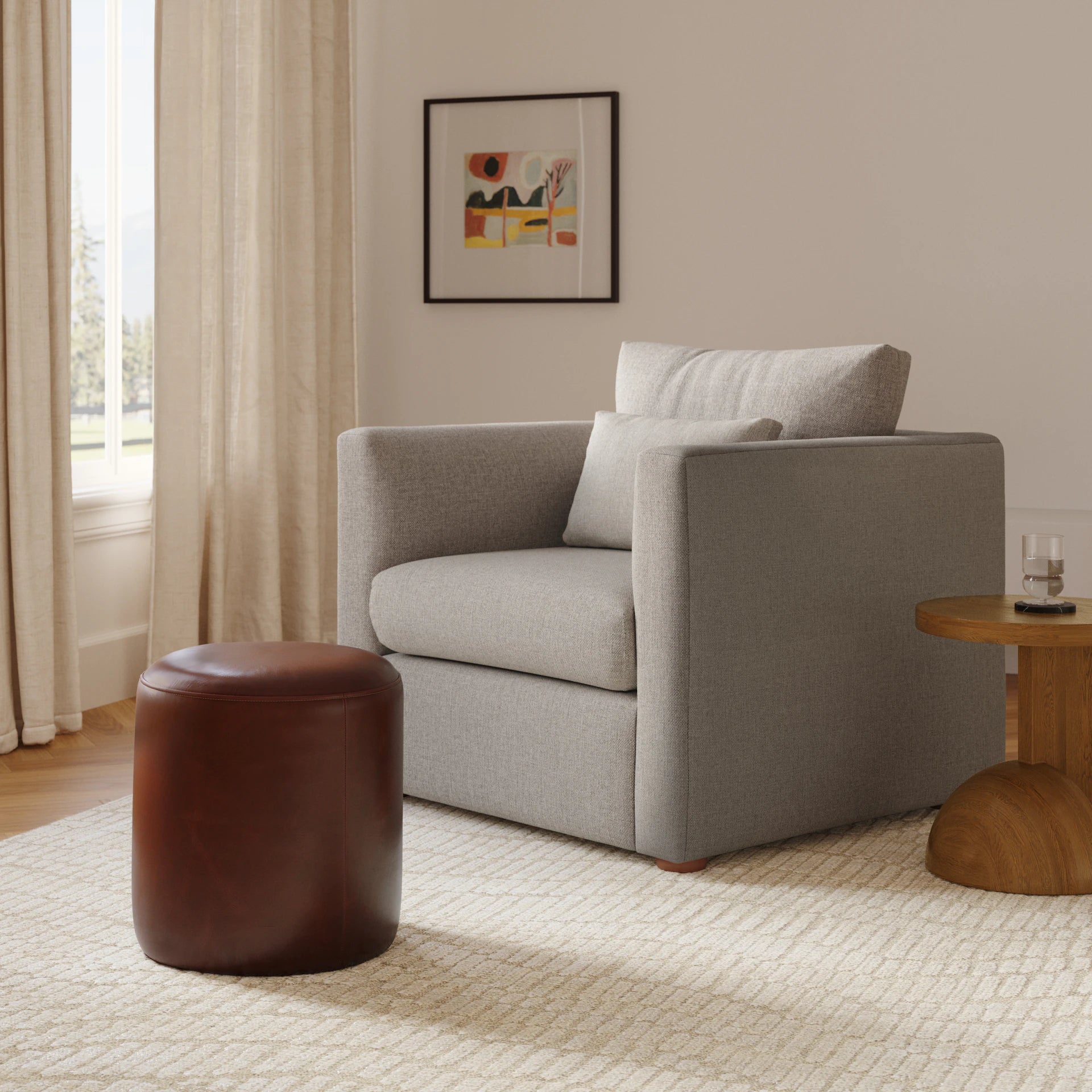 Cilo 16" Leather Ottoman