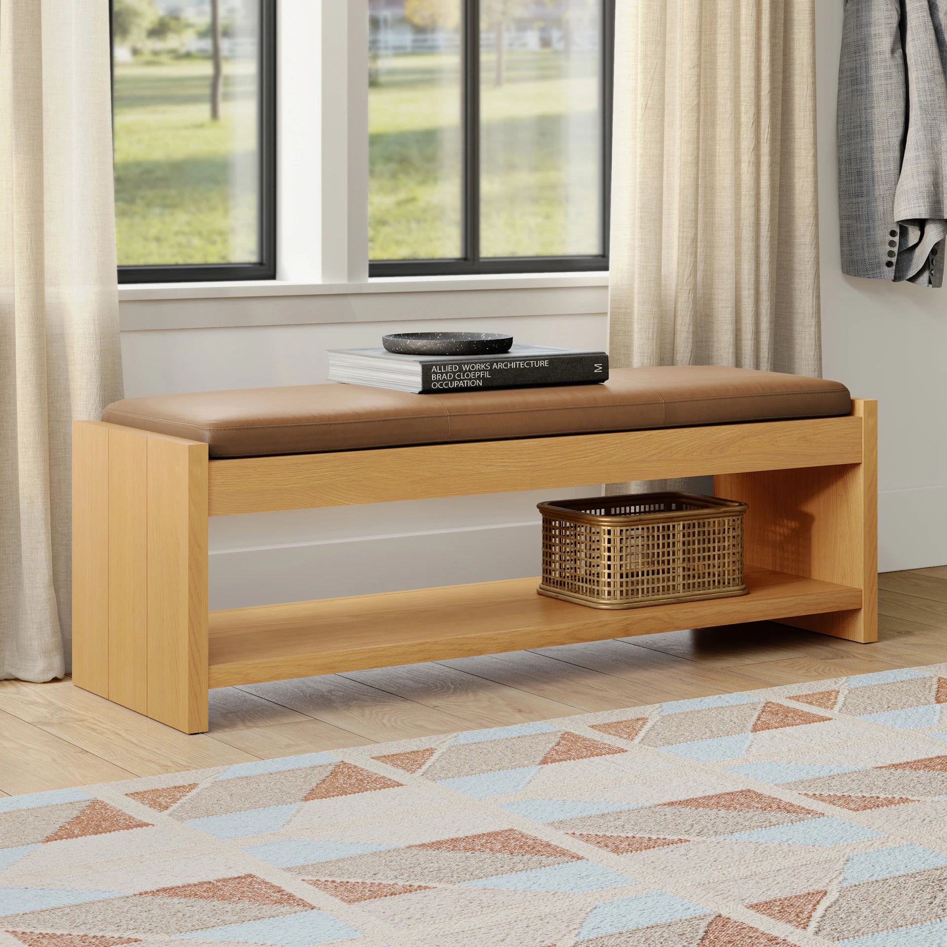 Cassie 56" Leather Bench