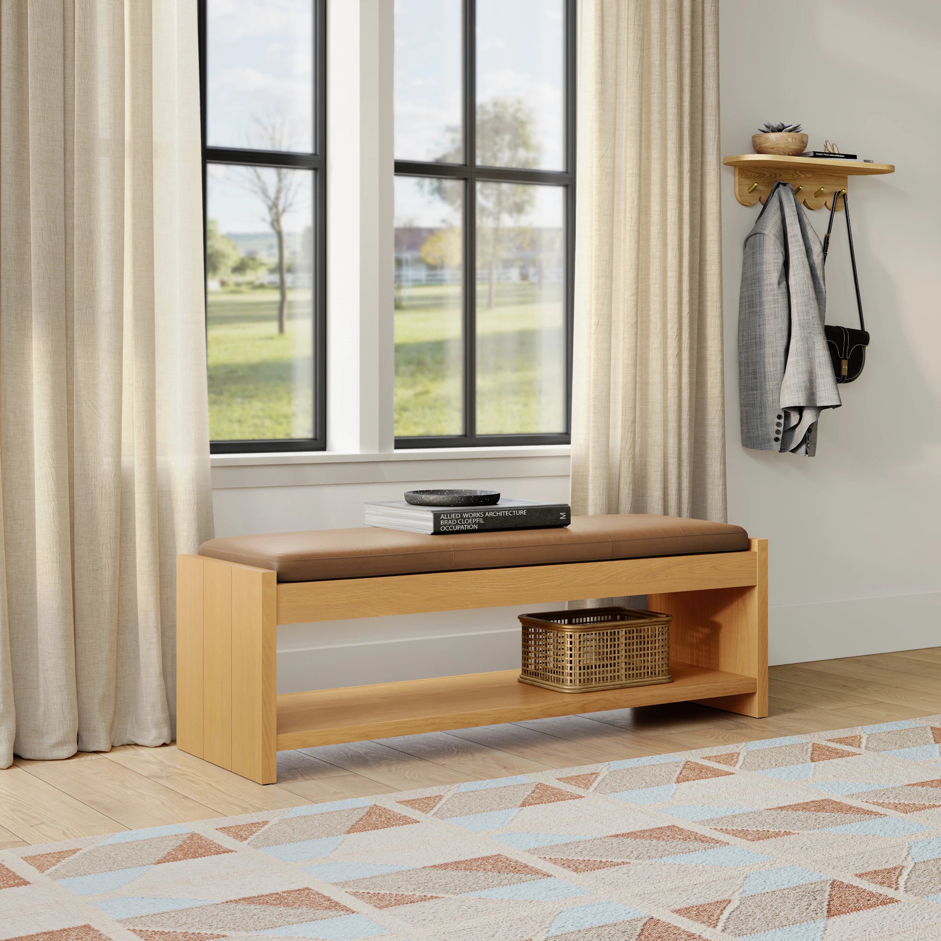 Cassie 56" Leather Bench