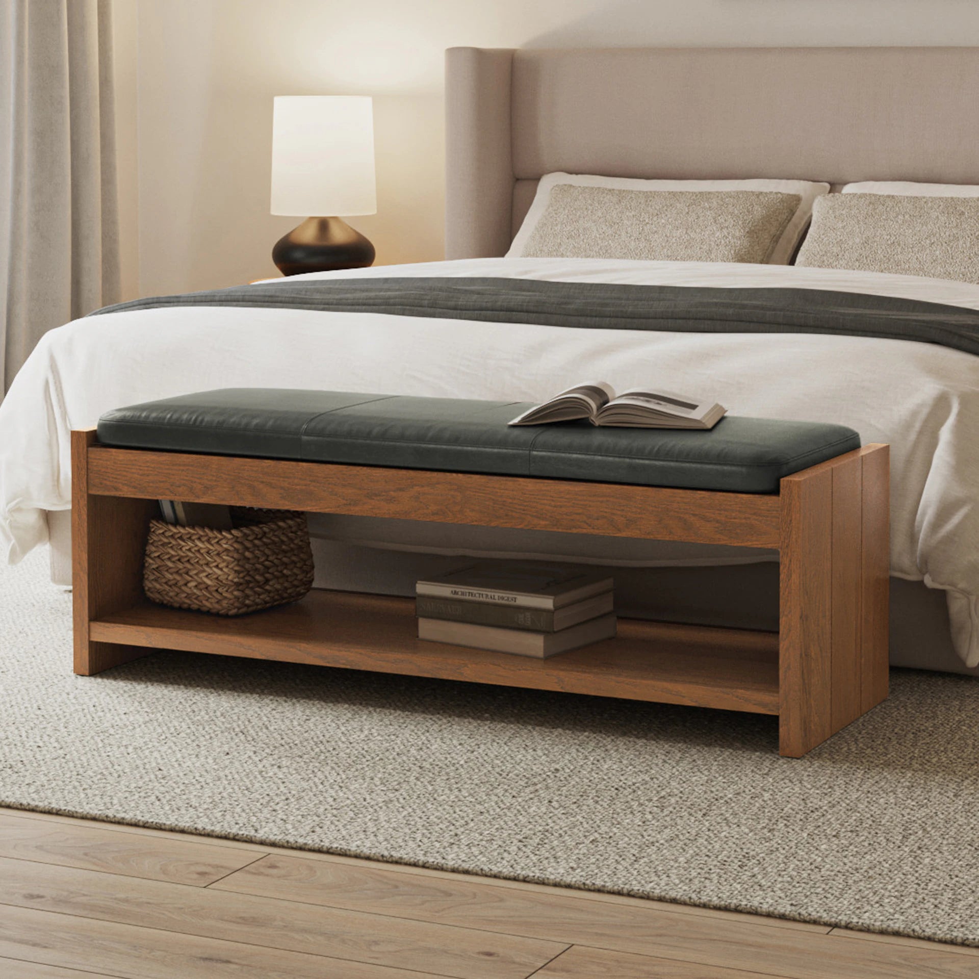 Cassie 56" Leather Bench