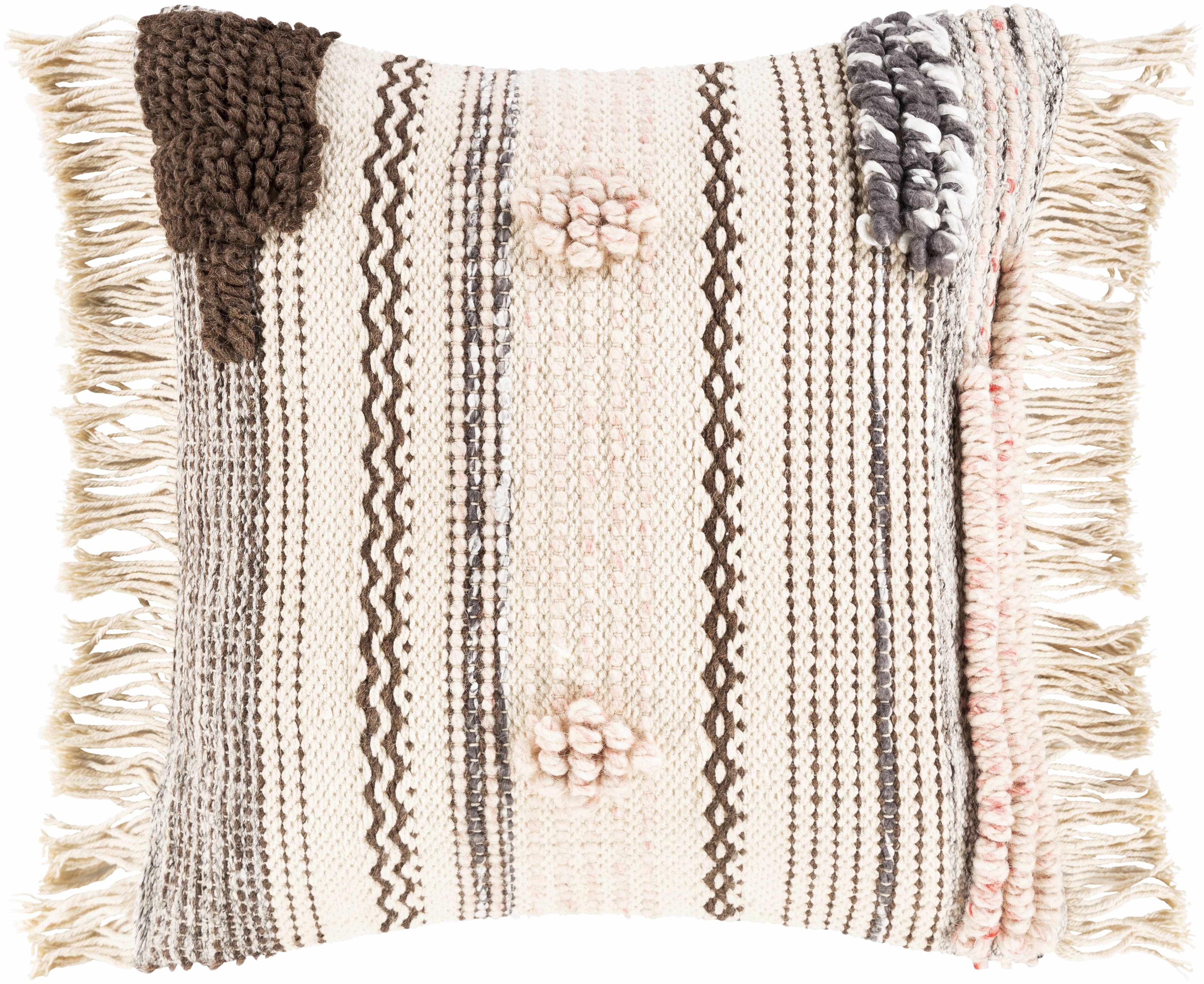Lenorah Pink&White Textured Throw Pillow - Clearance
