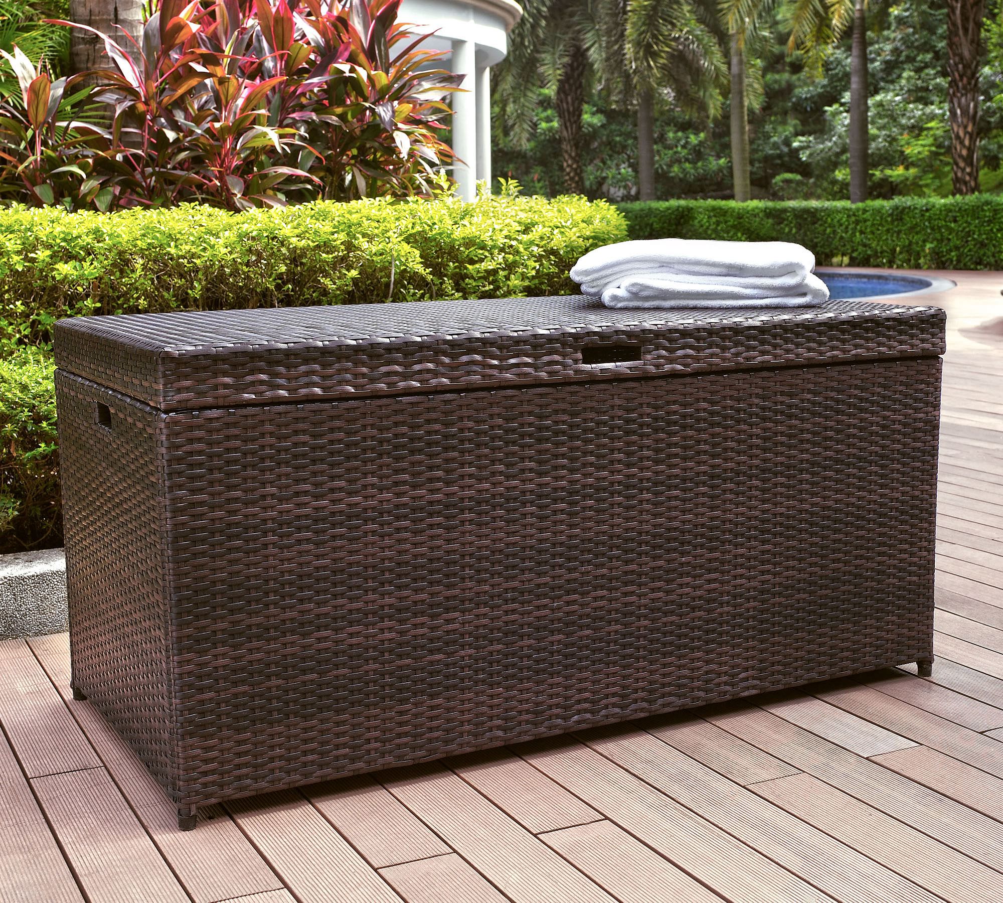 Benson Outdoor Wicker Pool Storage Bin
