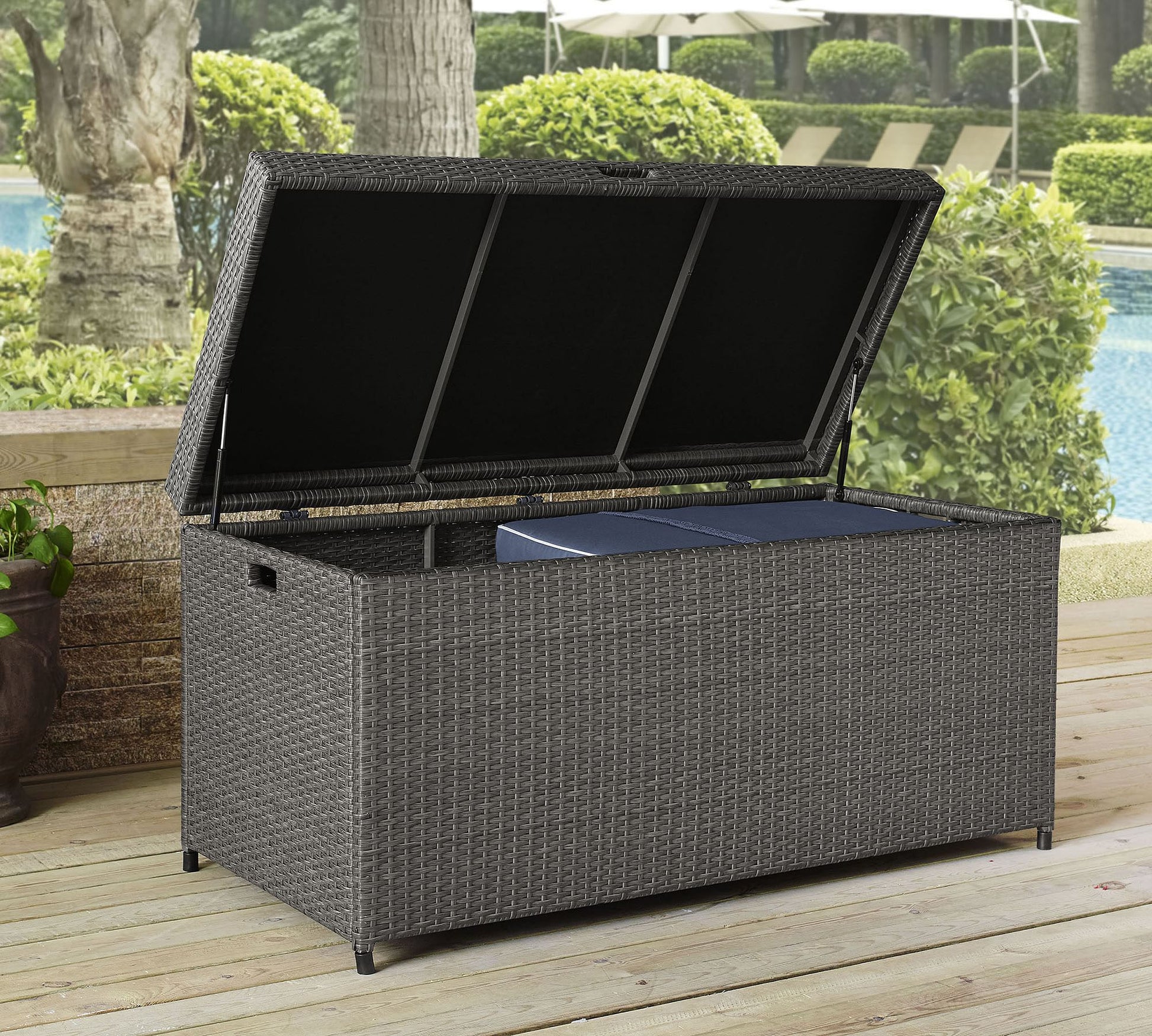 Benson Outdoor Wicker Pool Storage Bin