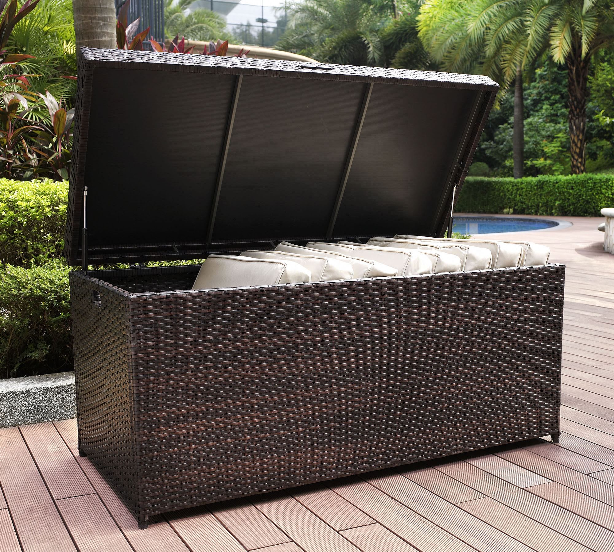Benson Outdoor Wicker Pool Storage Bin