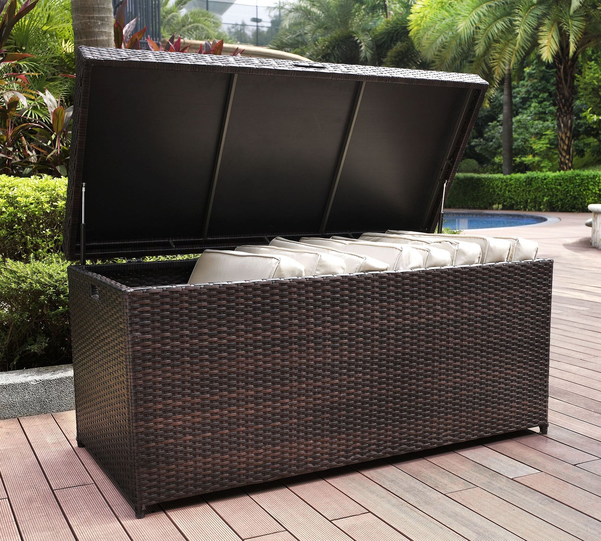 Benson Outdoor Wicker Pool Storage Bin