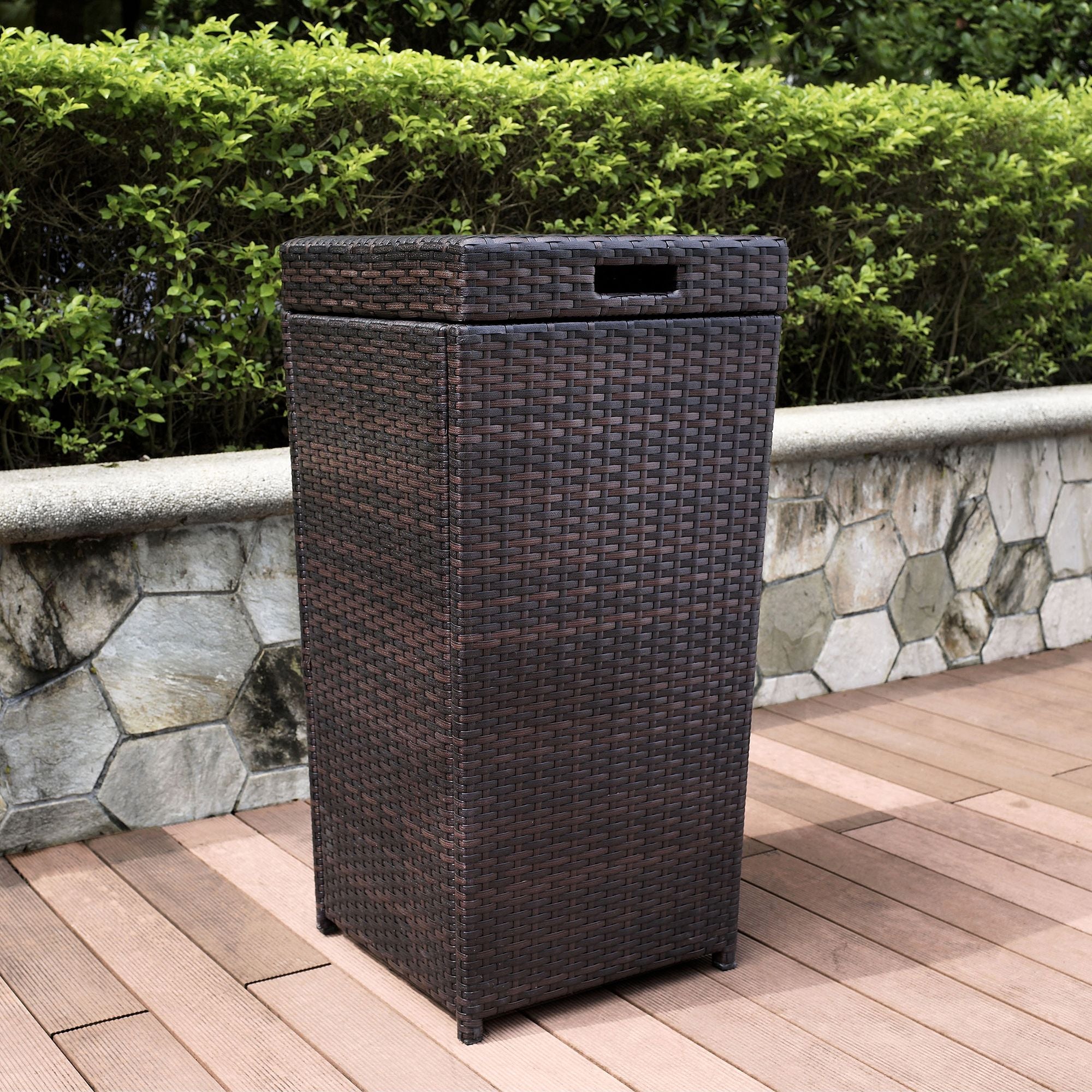 Palm Harbor Outdoor Wicker Trash Can