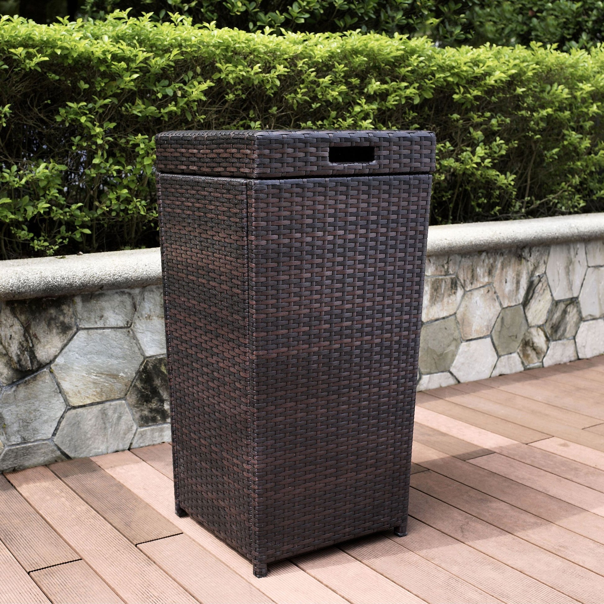 Palm Harbor Outdoor Wicker Trash Can