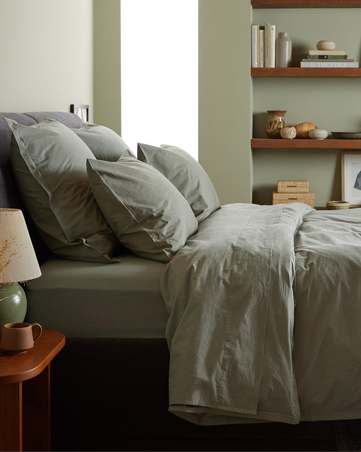 Percale Fitted Sheet (Moss)