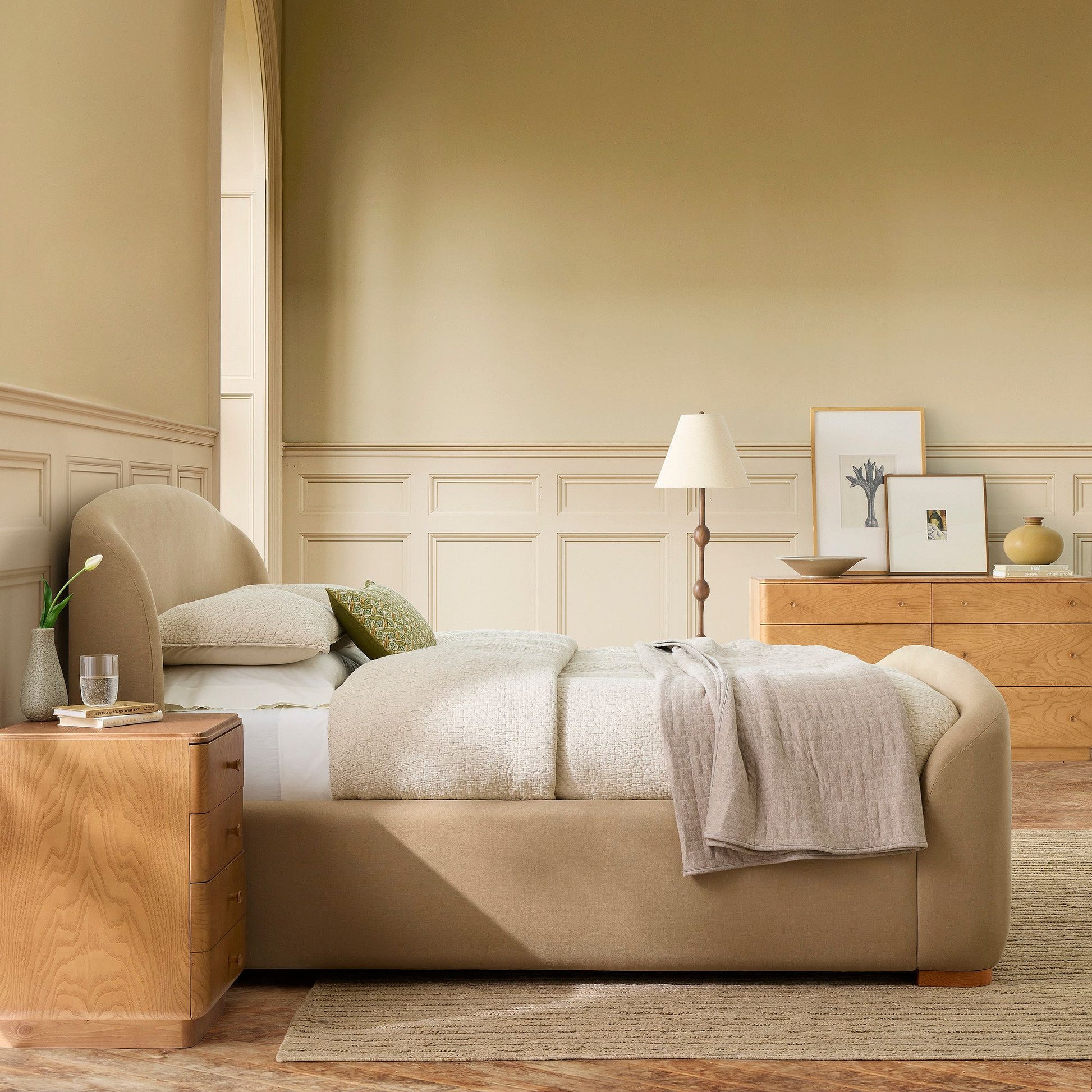 Pierce & Ward Upholstered Sleigh Bed