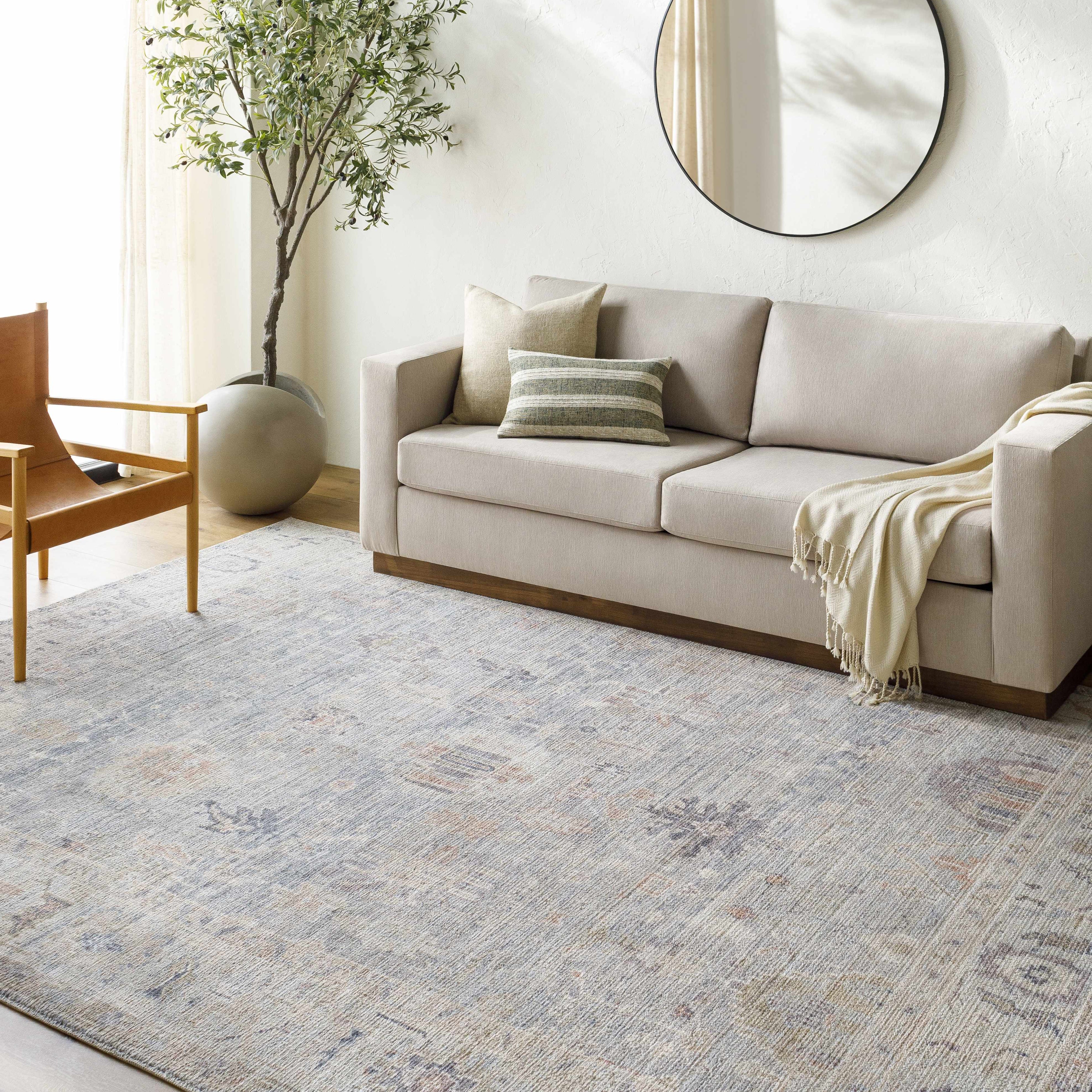 Marlene Damask Cream & Blue Area Rug - Becki Owens x Livabliss