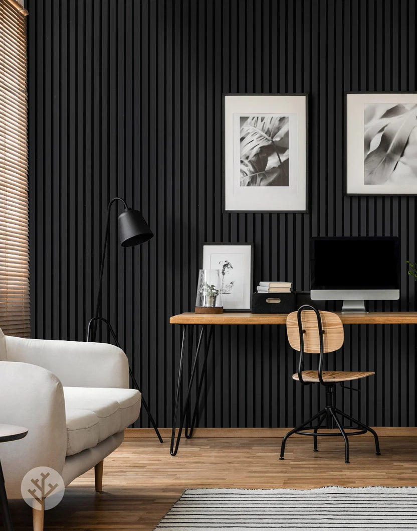 Black Color Matte Acoustic Slat Wall Panels
